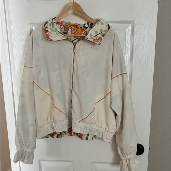 adidas Jackets & Blazers - adidas Cream Bomber Jacket with Floral Lining